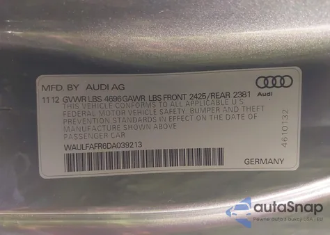 2013 Audi A5 2.0T Premium from USA, damaged, VIN WAULFAFR6DA039213